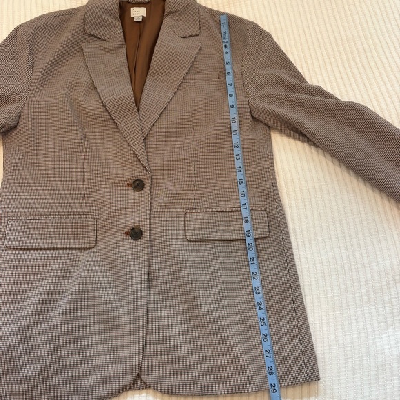 A New Day Houndstooth Plaid Women's Blazer Jacket Oversized Lined Neutral Size S - Picture 9 of 10